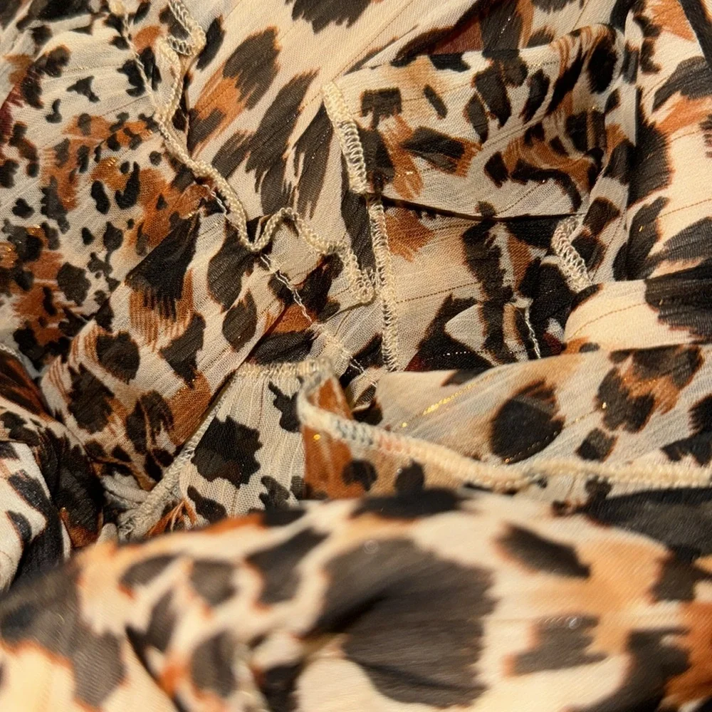 New  ANIMAL FRILL PLUNGE RUFFLE MAXI‎ DRESS - Picture 6 of 6